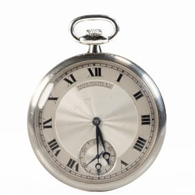 Patek Philippe & Co Platinum Wolf Teeth Pocket Watch In Running Condition