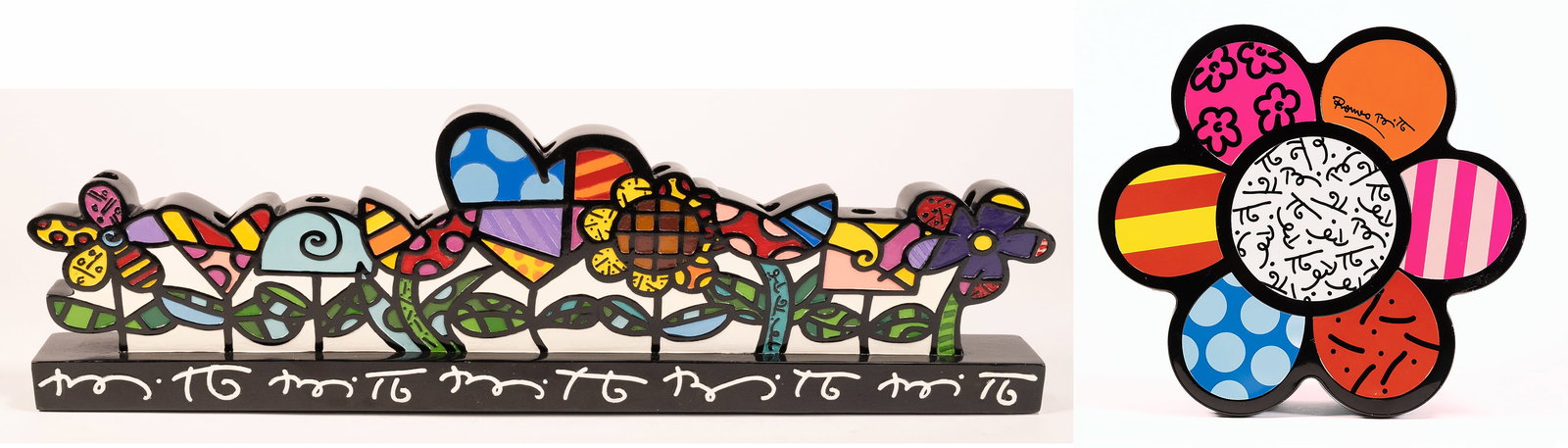 Romero Britto (Brazil, B. 1963) Hand Painted Menorah (1 of 13)