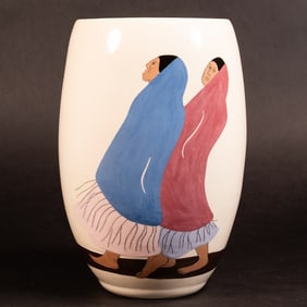 RC Gorman (Dine, Navajo 1932-2005) "Walking Women" Vase
