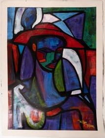 William Tolliver (America 1951-2000) Oil On Arches Paper Signed