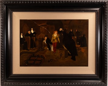 Toby Edward Rosenthal ( America 1848-1917) After "Trial Of Constance De Beverly" 19th c Oil On