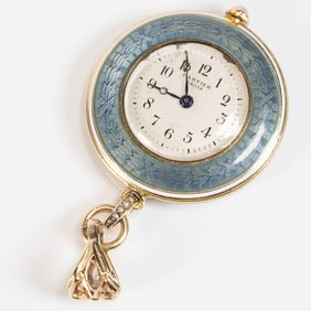 Cartier Paris Belle Epoque Art Nouveau Gold And Pearl Enamel Pendant Watch