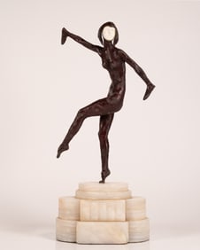 Demetre Chiparus ( Romanian French 1886-1947) Art Deco Bronze & Bone Dancer Sculpture "Ballerina"
