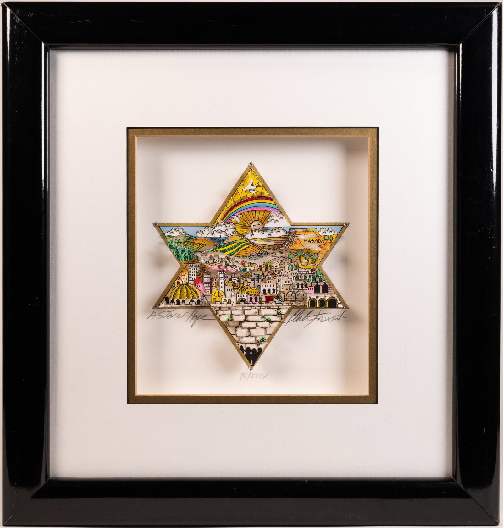 Charles Fazzino (American 1955-) "A Star Of Hope" 3-D Pop Art Seigraph 2000: Charles Fazzino ( American Born 1955 - ) " A Star Of Hope " Limited Deluxe Edition Released in 2000 3-D Pop Art Silkscreen Seigraph Construction on Museum Board with Certificate of Authenticity Artist