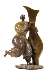 David Schluss ( Israeli American b.1943-) "David's Harp" Bronze Sculpture