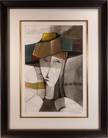 David Schluss ( Israel American 1943-) "Caelo" Etching & 2nd Autographed Scene Hand Painted In Verso