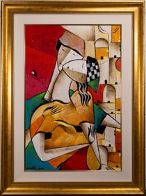 David Schluss (Israeli/American 1943-) "So Into You" Mixed Media On Canvas Signed & Autographed In