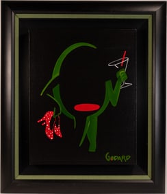 Michael Godard (American 1958-) "Olive With Polka Dot Heels" Acrylic Brushstroke On Canvas Painting