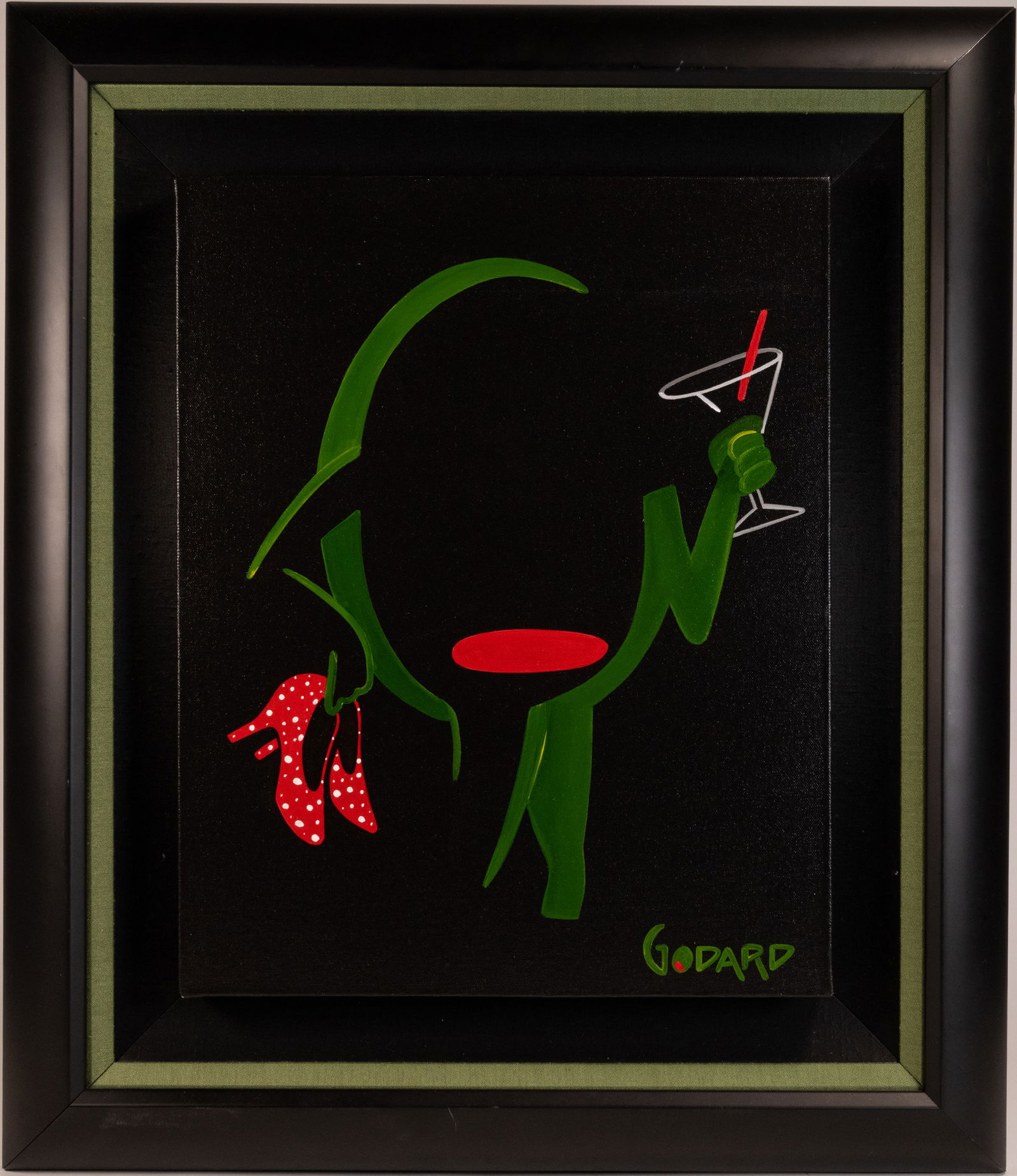 Michael Godard (American 1958-) "Olive With Polka Dot Heels" Acrylic Brushstroke On Canvas Painting (1 of 8)