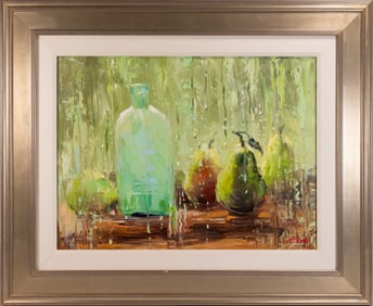 Elena Bond ( Russian 1965-) "Pears & Jars" Oil On Canvas Signed