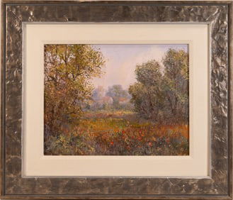 Colin Maxwell Parsons ( England 1936-) " View Of The Church" Oil On Canvas Signed & Autographed to