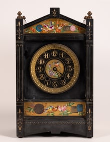 French Black Marble Slate Mantle Clock