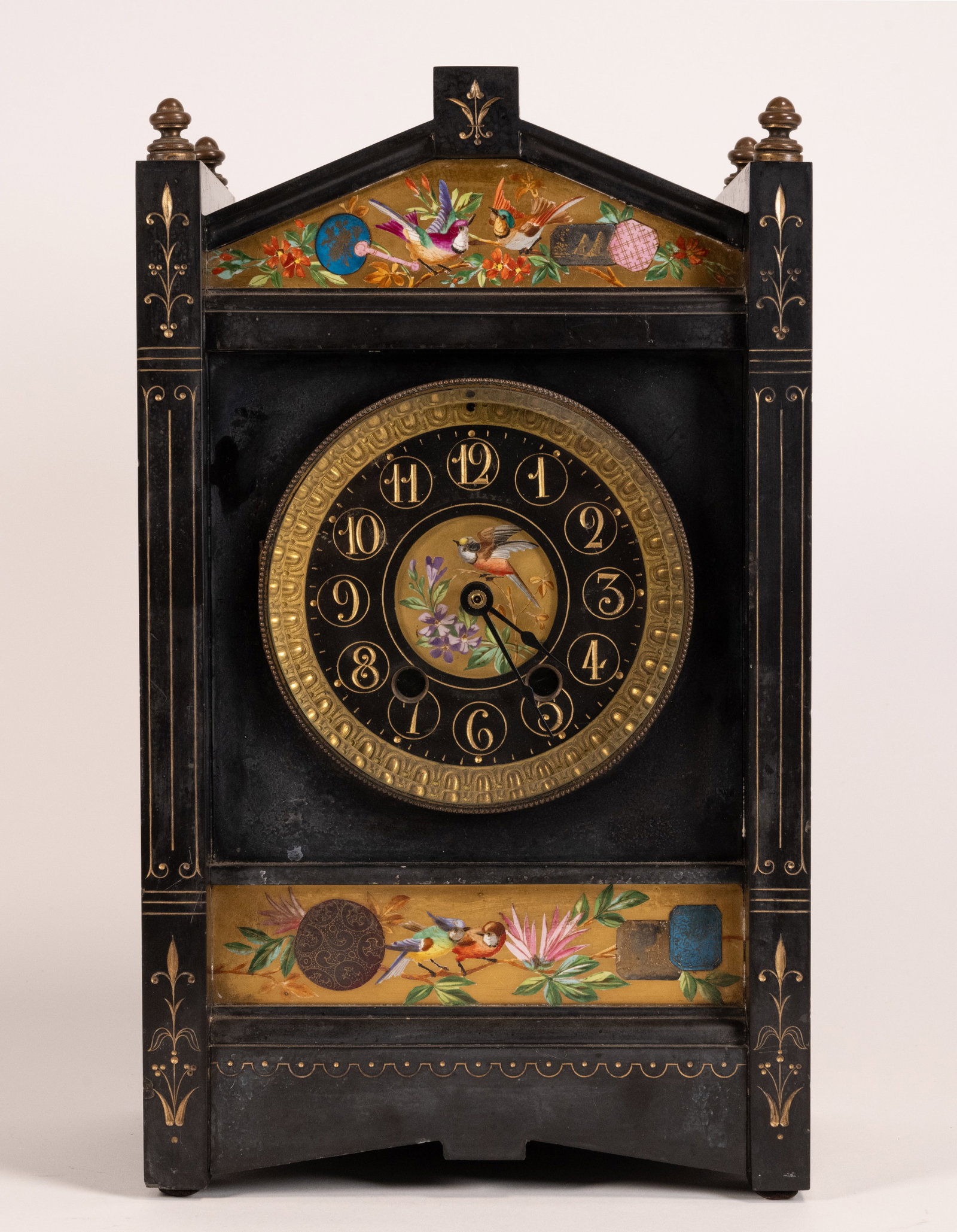 French Black Marble Slate Mantle Clock (1 of 7)
