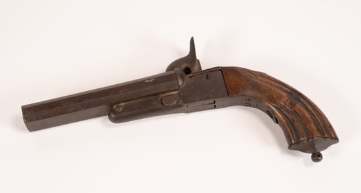 19th c. Side by Side Double Barrel Pin Fire Pistol