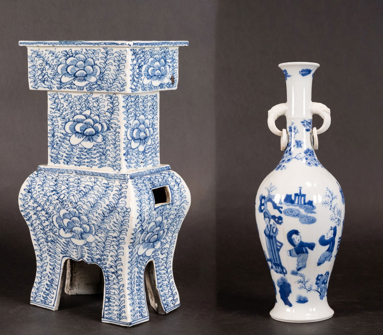 Chinese "Long Eliza" Porcelain Vase Kangxi Artemisa Leaf Mark & Qing Lotus Pagoda Incense Burner (1 of 17)