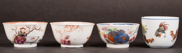 18th C Chinese Famille Rose Porcelain Tea Cups Collection Group