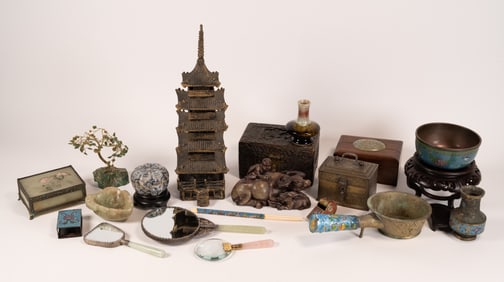 Large Chinese Collection Bronze Jade Cloissone Ceramic Porcelain etc