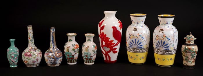 Chinese Ceramic Vase Collection Famille Rose Peking Glass Etc