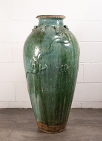 Monumental Chinese Glazed Dragon Porcelain Floor Vase w/ Dragon Motif