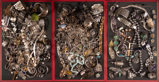 Vintage Unsearched Sterling Silver Jewelry Collection Over 5000 Grams