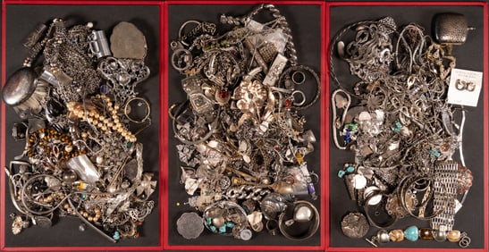 Vintage Unsearched Sterling Silver Jewelry Collection Over 5165Grams