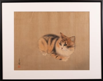 Hasegawa Seicho ( Japan 1916-2004)"Kitten" Woodblock