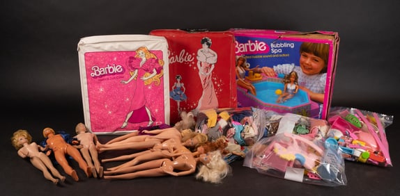 Lg Vintage Barbie Doll Collection Ken Midge Dolls Accessories Playset etc
