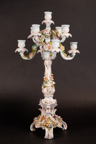 Sitzendorf C 1902 Nine Light Porcealain Floral Candelabra