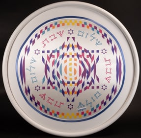 Yaacov Agam ( Israel b.1928-) Silk Challah Cover C 1980 Signed