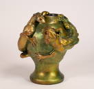 Zsolnay Pecs 19th C Iridescent Salamander & Lizard Art Nouveau Sculpture Vase Rare