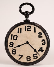 Early Cast Iron & Wood Advertising Pocket Watch Trade Sign