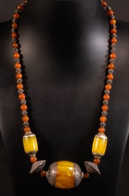 Butterscotch Amber Bakelite Sterling Silver Necklace