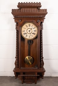 Ansonia "Queen Anne" Oak Wood Wall Clock