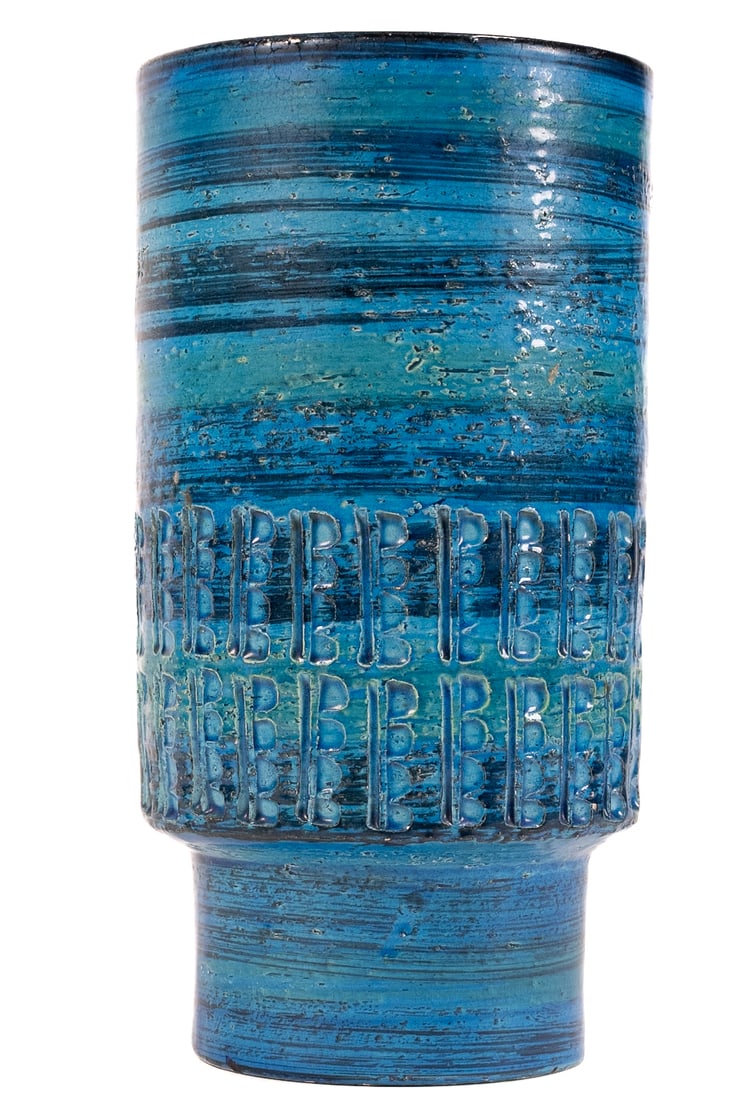 Aldo Londi ( Italy 1901-2003) For Bittosi Rimini Blue Glazed Ceramic Vase (1 of 10)