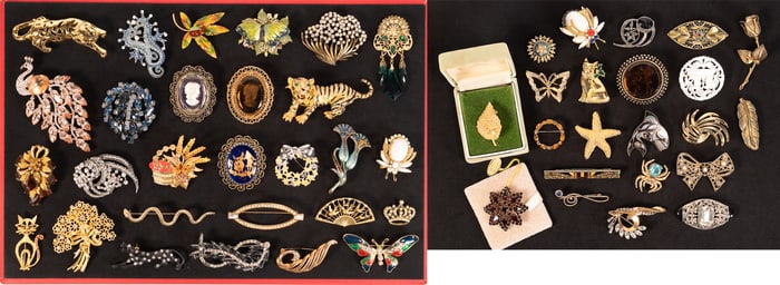 Costume Jewelry Brooch Collection Signed Over 50 pcs
