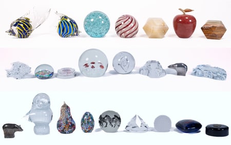 Murano Millefiori & Assorted Art Glass Paperweight Collection 25Pcs