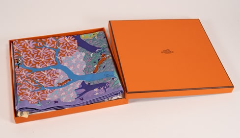 Hermes Paris "Dans Un Jardin Anglais" Silk Scarf By Alice Shirley