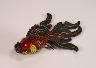 Chinese Sterling Silver Cloisonne Articulated Goldfish