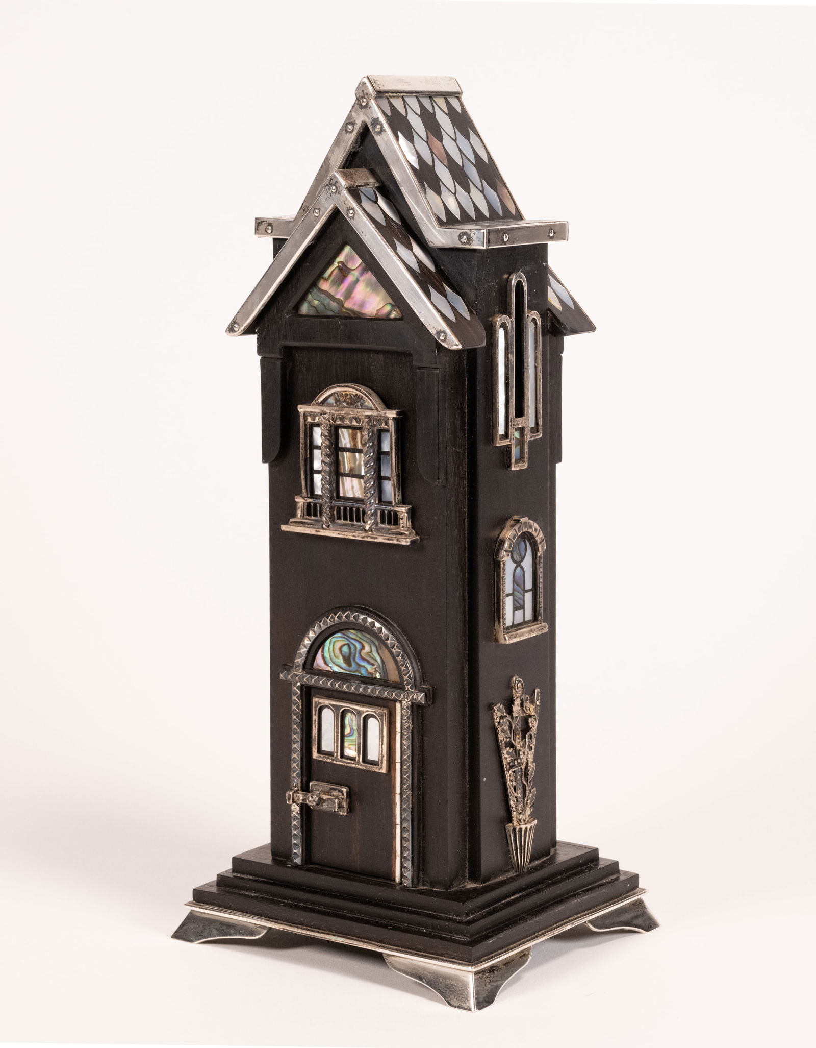 Judaic Sterling Silver & Olive Wood Tzedakah Charity Box Signed Illegible (1 of 11)