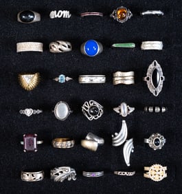 Large Vintage Sterling Silver Ring Collection