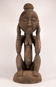 African Carved Wood Fertility Female Figure Luba Tribe