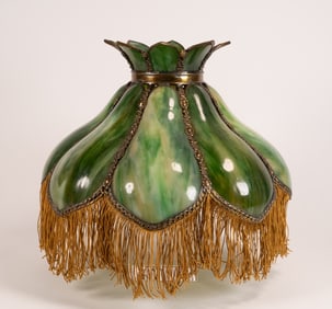 Art & Craft Deco Stained Slag Glass Ceiling Light Fixture