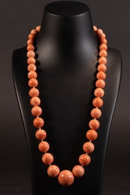 14K Gold Angel Skin Coral Beaded Necklace