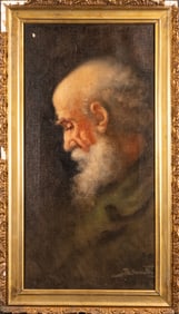 19th Century Italian Portrait Oil on Canvas Illegibly Signed