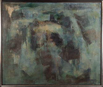 20th C. Contemporary Abstract Oil on Canvas Illegibly Signed