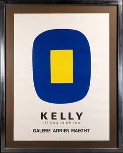 Ellsworth Kelly ( NY 1923-2015) Jaune Sur Bleu: Ellsworth Kelly ( American New York 1923 - 2015) " Jaune Sur Bleu " ( Yellow on Blue ) 1965 Lithograph Exhibition Poster by the Galerie Maeght for the first exhibition of Ellsworth Kelly prints. Print