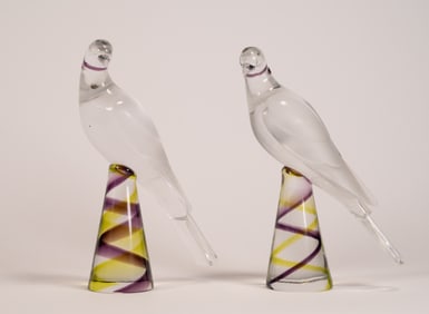 Rene Lalique ( France 1860-1945) Tourterelles Dove Birds Figurines Pair