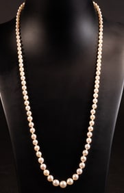 14K Gold & Old Mine Diamonds Clasp Pearl Necklace