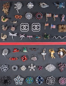 Vintage Costume Jewelry Brooch Collection Signed 50 Items