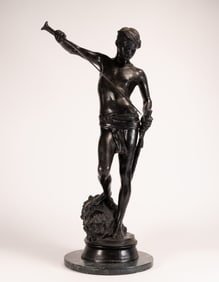 Antonin Mercie (French 1845-1916) David Slaying Goliath Bronze Statue